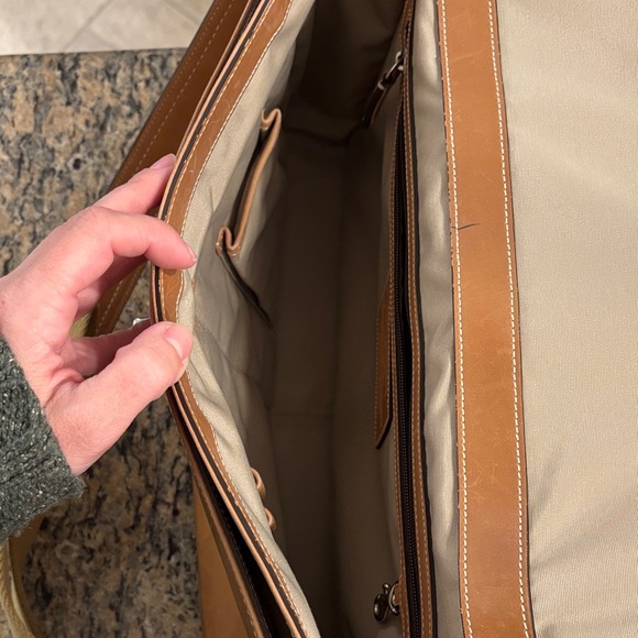 Vintage Coach Tan Leather Briefcase Messenger Bag Turnlock Laptop Bag - Picture 11 of 12